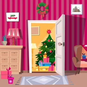 Christmas interior Stock Illustration