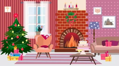 Christmas interior Stock Illustration