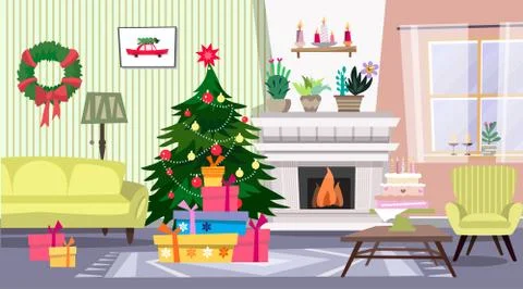 Christmas interior Stock Illustration