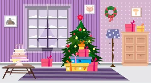 Christmas interior Stock Illustration
