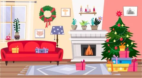 Christmas interior Stock Illustration