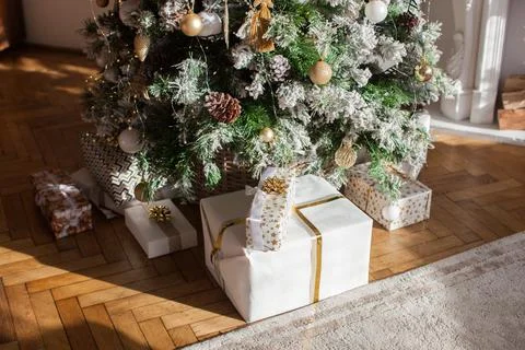 Christmas interior in retro style. Stock Photos