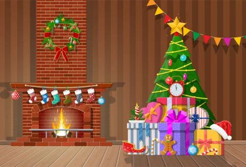 Christmas interior of room Stock Illustration