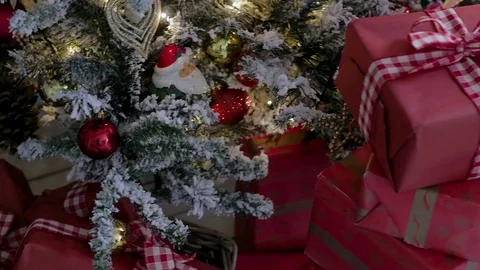 Christmas interior in the studio. large plan. Christmas red gifts Stock-Footage 85233442