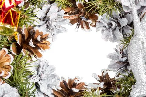 Christmas invitation frame with empty copy space place for text. Stock Photos