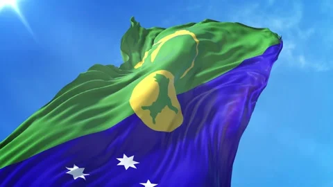 Christmas Island Flag Low Angle View Stock Footage 295688079