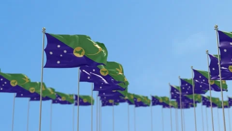 Christmas Island Row Of Flags 3D Animation Stock-Footage 148647066