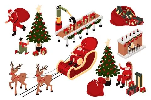 Christmas Isometric Elements Stock Illustration