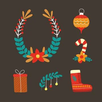 Christmas item set Illustrazione stock