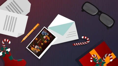 Christmas items, greeting cards. Flat position Stock Illustration