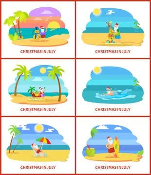 Christmas in July Vector Image on Beach Vector Illustration