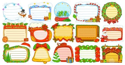 Christmas kids memo note frames with Santa gifts Stock Illustration
