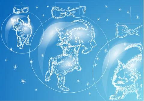 Christmas kittens Stock Illustration