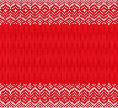 Christmas knitted geometric seamless pattern. Xmas ornament design with empty Stock Illustration