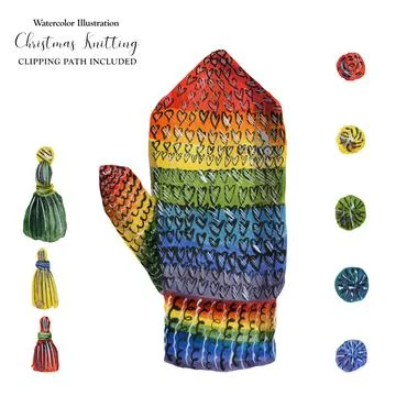 Christmas knitted mitten Stock Illustration
