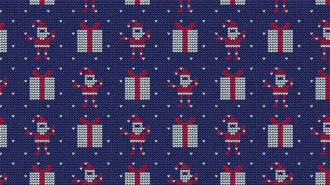 Christmas knitted seamless video pattern with Santa and gifts Stock Footage 145474939