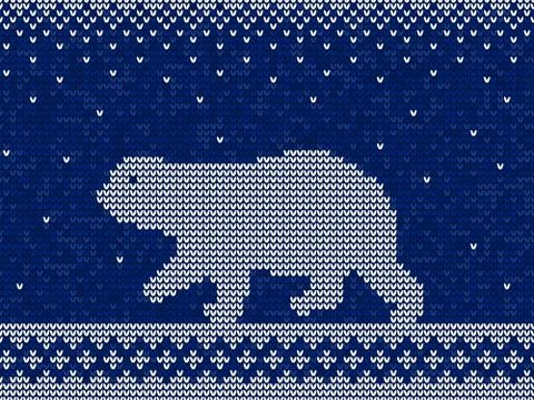 Christmas knitting pattern with polar bear vector Stock Illustration