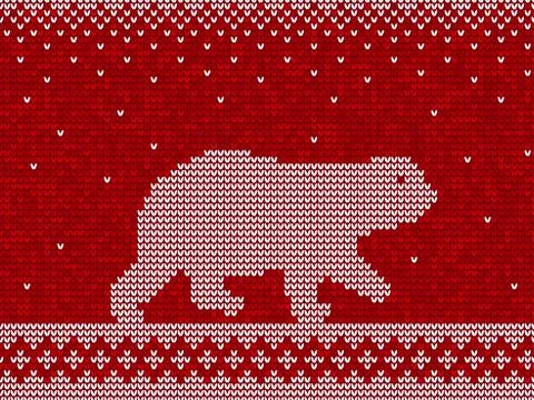 Christmas knitting seamless pattern background with polar bear vector Illustrazione stock