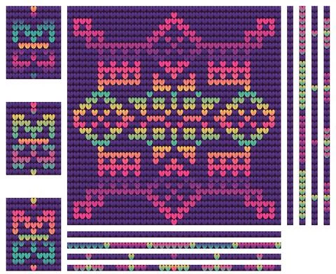 Christmas knitting violet pattern with snowflake イラスト素材