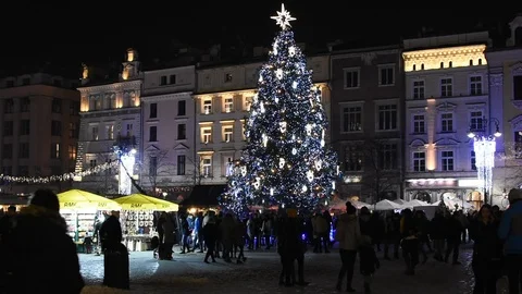 Christmas in Krakow Stock Footage 100076146