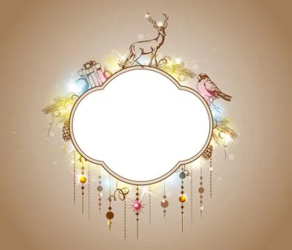 Christmas label with decorations Stock Illustration