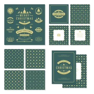 Christmas labels and badges vector design elements set and greeting cards t.. 스톡 일러스트