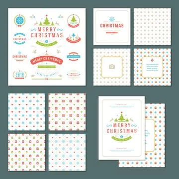 Christmas labels and badges vector design elements set 스톡 일러스트