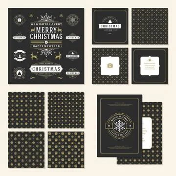 Christmas labels and badges vector design elements set Stock Illustration