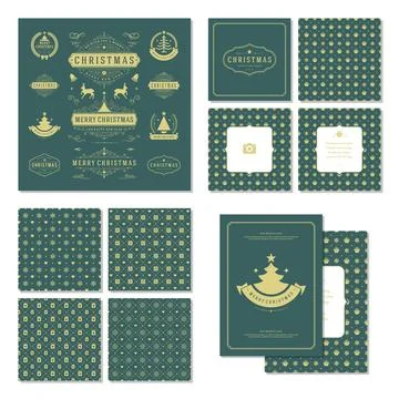 Christmas labels and badges vector design elements set Illustrazione stock