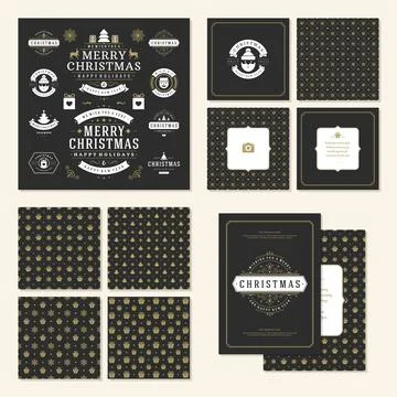 Christmas labels and badges vector design elements set 스톡 일러스트