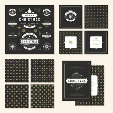 Christmas labels and badges vector design elements set Stock Illustration