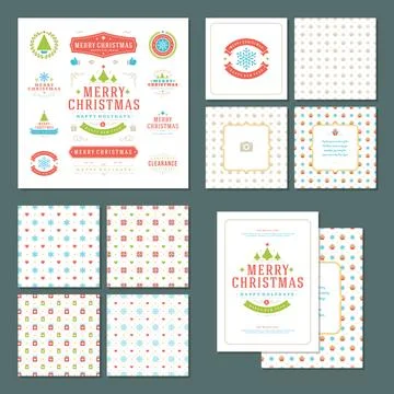 Christmas labels and badges vector design elements set 스톡 일러스트