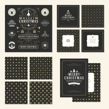 Christmas labels and badges vector design elements set 스톡 일러스트