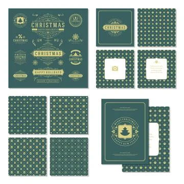 Christmas labels and badges vector design elements set Stock Illustration