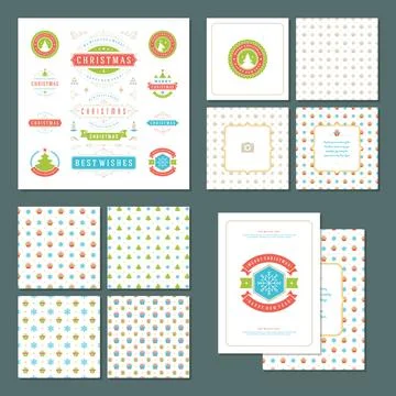 Christmas labels and badges vector design elements set Stock Illustration