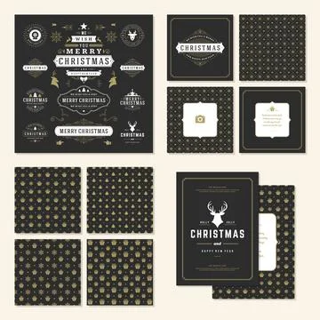Christmas labels and badges vector design elements set 스톡 일러스트