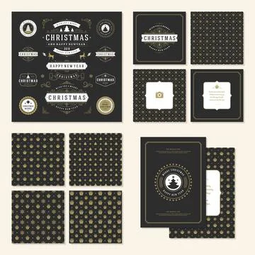 Christmas labels and badges vector design elements set Stock Illustration