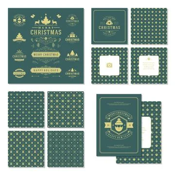 Christmas labels and badges vector design elements set Illustrazione stock