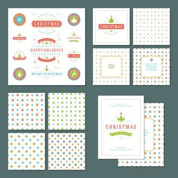 Christmas labels and badges vector design elements set Illustrazione stock
