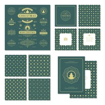 Christmas labels and badges vector design elements set Illustrazione stock