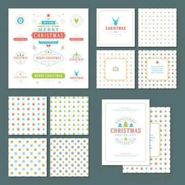 Christmas labels and badges vector design elements set Illustrazione stock