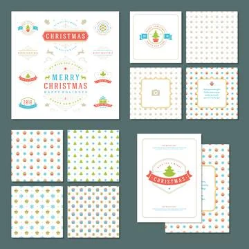 Christmas labels and badges vector design elements set Stock Illustration