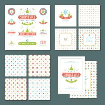 Christmas labels and badges vector design elements set 스톡 일러스트