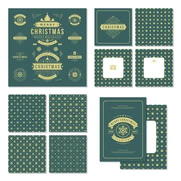 Christmas labels and badges vector design elements set Illustrazione stock