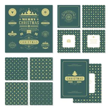 Christmas labels and badges vector design elements set Illustrazione stock