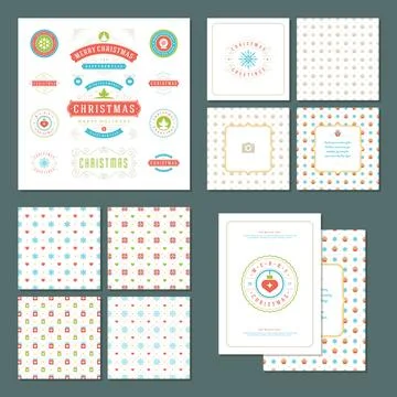 Christmas labels and badges vector design elements set Illustrazione stock