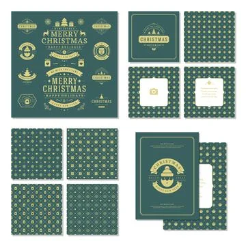 Christmas labels and badges vector design elements set Illustrazione stock