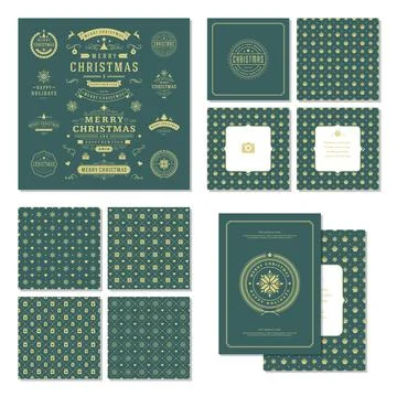Christmas labels and badges vector design elements set Illustrazione stock