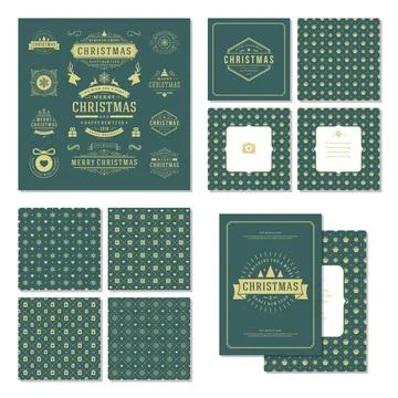 Christmas labels and badges vector design elements set and greeting cards t.. Illustrazione stock