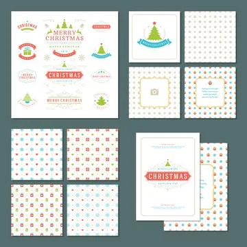 Christmas labels and badges vector design elements set 스톡 일러스트